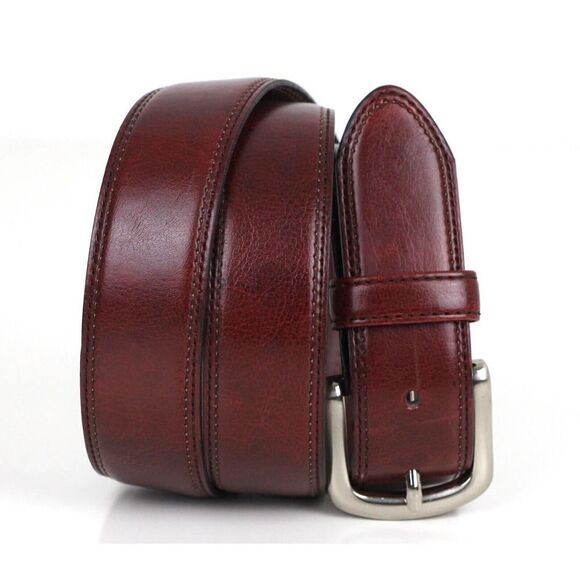IZOD BROWN GENUINE LEATHER 1 3/8"Wd STITCH CASUAL DRESS MEN'S BELT Sz 38/95 (B86 - Picture 1 of 14
